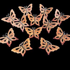 Vintage Set of 12 Metal Butterfly Napkin Rings